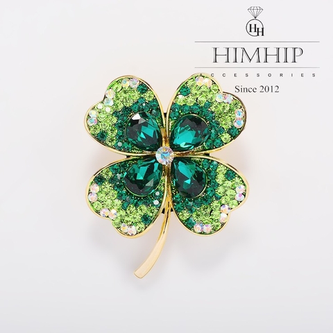 Trâm, Ghim Cài Áo HimHip Hoa 4 Cánh May Mắn HKCC Mix Phale 4x4cm