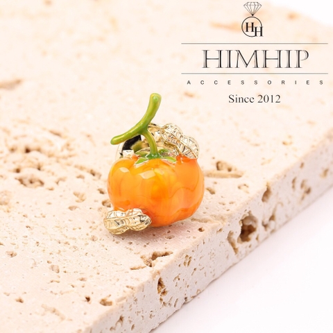 Pin Cài Áo HimHip Quả Bí Ngô Dễ Thương HKCC Phủ Bóng 1*2cm