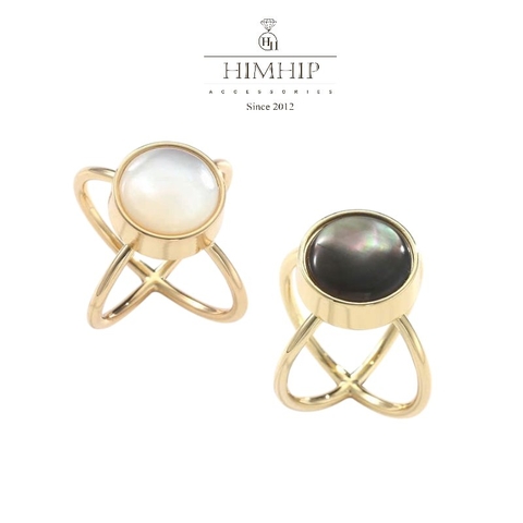 Cài Khăn 4 Chấu HimHip Size Nhỏ Nụ Tròn HKCC Phối Đá Mắt Mèo 0.7x1.7cm