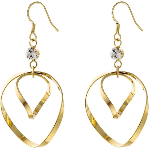 Khuyên Tai Dài HimHip 2 Vòng Xoắn Sang Trọng HKCC Đính Phale 3x5.5cm