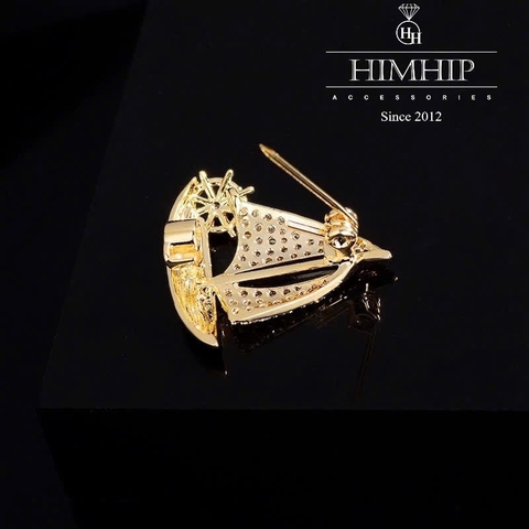 Trâm, Ghim Cài Áo HimHip Chiếc Thuyền Vàng Thanh Lịch HKCC Đính Phale 2,3*2,3cm nam nữ