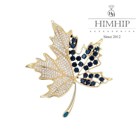 Trâm, Ghim Cài Áo HimHip Lá Phong Sang Trọng HKCC Đính Phale 5*6cm