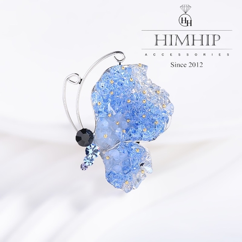 Trâm, Ghim Cài Áo HimHip Bướm Đá Lấp Lánh Sang Trọng HKCC Đính Phale 3*4cm