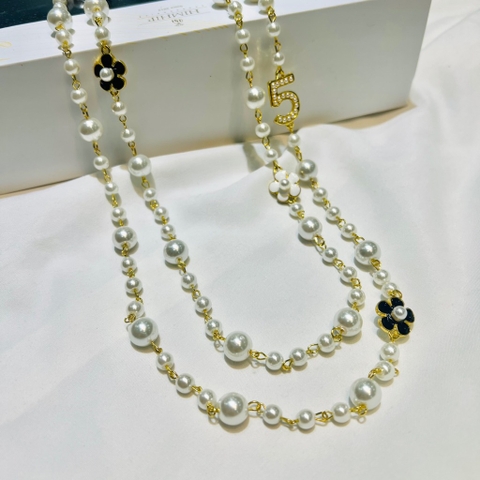 Vòng Cổ Thời Trang HimHip Hạt Giả Trai Mix Hoa 2 Màu Thanh Lịch Phụ Kiện Áo Dài