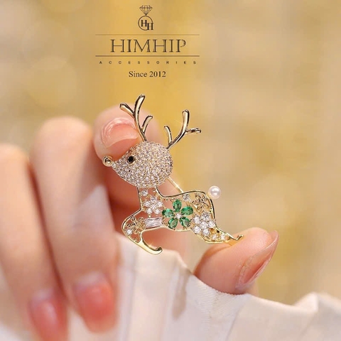Trâm, Ghim Cài Áo HimHip Hươu Nhỏ Đáng Yêu HKCC Mix Trai 2,5*3,5cm