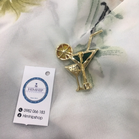 Trâm, Ghim Cài Áo HimHip 2 Ly Cocktail Xanh Sang Trọng HKCC Đính Phale 2,5*3,4cm nam nữ