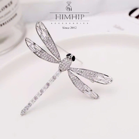 Trâm, Ghim Cài Áo HimHip HKCC Chuồn Kim Phối Đá Phale Lấp Lánh 5.2*6.5cm