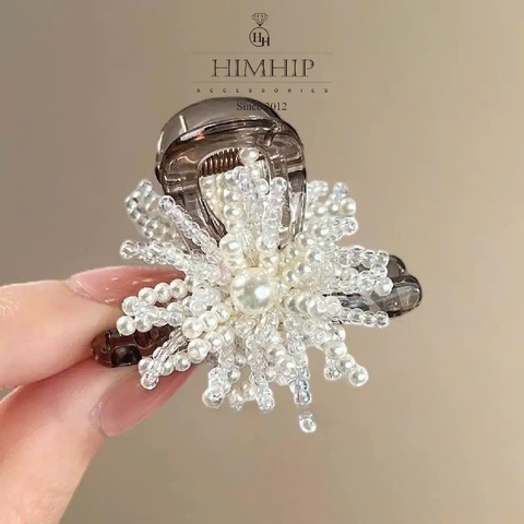 Kẹp Càng Cua HimHip Composite Đính Chùm Giả Trai Nhí Thanh Lịch 8 Răng 4.5x3cm