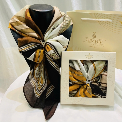 Set Quà HimHip Khăn Viscose 90x90cm & Cài Khăn Kèm Túi Hộp Thiệp - 458