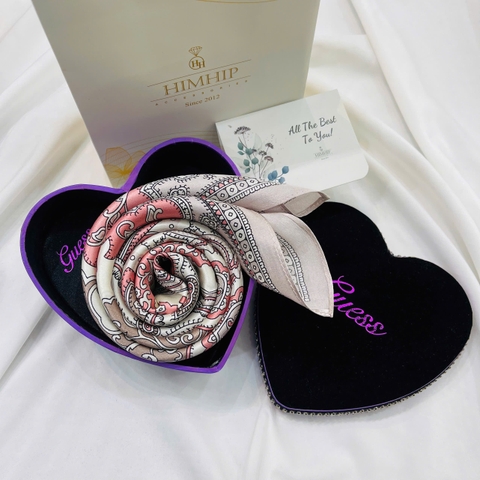 Set Quà Valentine HimHip Khăn Lụa Vuông Cao Cấp 65x65cm Kèm Túi Hộp Thiệp - 1142