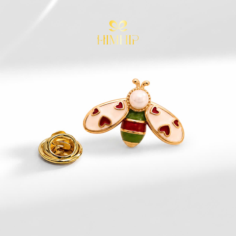 Pin Cài Áo HimHip Con Ong Hoạ Tiết Trái Tim Đáng Yêu HKCC Mix Trai 1,5*2,2cm
