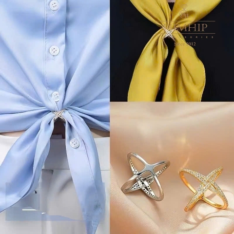 Cài Khăn 4 Chấu HimHip Size Nhỏ Phối Đá Phale Thanh Lịch 1.7*2cm