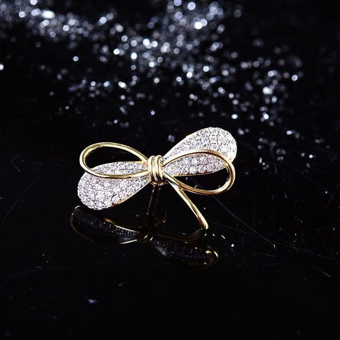 Pin Cài Áo HimHip Thắt Nơ Vàng Thanh Lịch HKCC Đính Phale 2.5cm