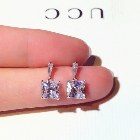 Khuyên Tai Hợp Kim Cao Cấp Dáng Thả Mix Phale Vuông Thanh Lịch 0.6*1.2cm