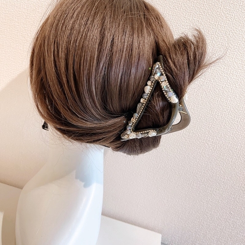 Kẹp Càng Cua HimHip Composite Đính Đá, Hạt Giả Trai Tam Giác Sang Trọng 4.5x11cm