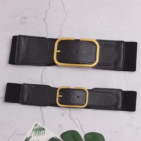 Dây Lưng HimHip Da Thật Phối Chun Khoá Hình Chữ Nhật Mạ Vàng Sang Trọng