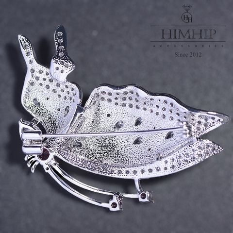 Trâm, Ghim Cài Áo HimHip Bướm Ngũ Sắc Sang Trọng HKCC Đính Phale 3*5,5cm