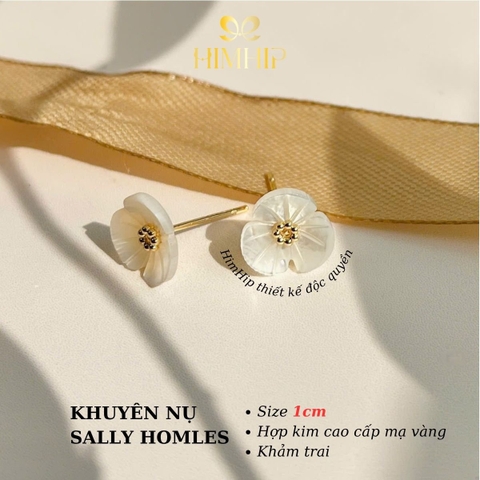 Khuyên Tai Nụ HimHip Khảm Trai Sally  1cm