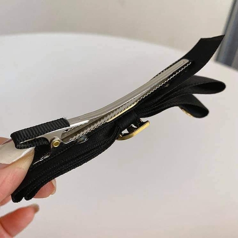 Kẹp Mái Mỏ Vịt HimHip Phối Nơ Vải Chữ D Thanh Lịch 9cm