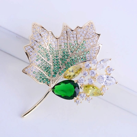 Trâm, Ghim Cài Áo HimHip Lá Phong Thanh Lịch HKCC Đính Phale 4,8*5,5cm