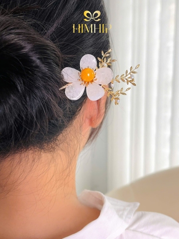 Trâm Cài Tóc HimHip HKCC Cành Mai Nụ Vàng 16.5*4.5cm Kèm Hộp Phụ Kiện Áo Dài