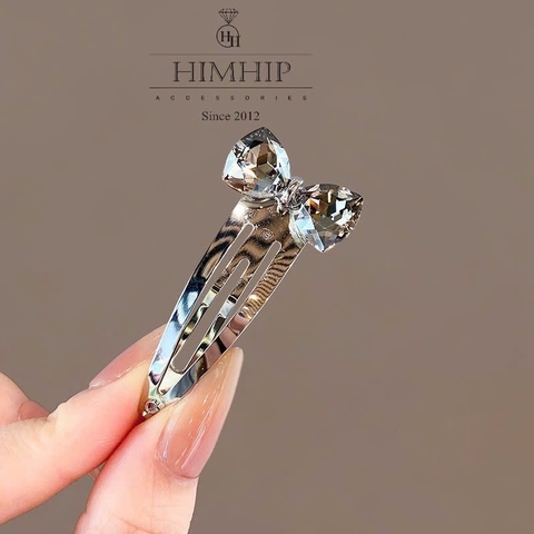 Kẹp Mái Bật Himhip Đính Phale Mặt Nơ Xám Sang Trọng