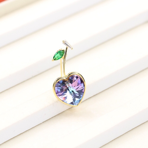 Trâm, Ghim Cài Nhỏ HimHip Cherry Trái Tim Đáng Yêu HKCC Đính Phale 1,6*3,2cm