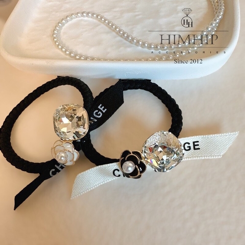 Dây Buộc Tóc HimHip Mix Đá Phale Thắt Nơ Hoa Hồng Sang Trọng 5.5cm
