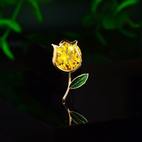 Pin Cài Áo HimHip Bông Hoa Tulip Nhỏ Sang Trọng HKCC Đính Phale 2,3*1,5cm