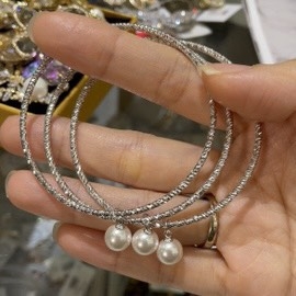 Vòng Tay Hợp Kim Cao Cấp Mạ Bạch Kim Mix Trai tinh thể Thả