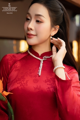 Set Trang Sức HimHip  Vòng Cổ Trai Thật Khóa Lúa 62cm, Vòng Tay, Khuyên Tai Kèm Túi Hộp Thiệp - 108