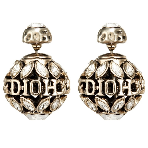 Khuyên Tai Nụ HimHip Mặt Chữ DIOH Sang Trọng HKCC Đính Phale 1.8x2.3cm