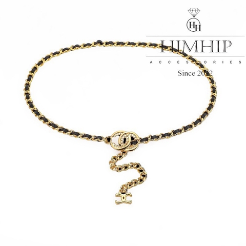 Dây Lưng HimHip Xích Phối Da PU Khóa C.nel Sang Trọng 94cm
