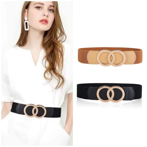 Dây Lưng HimHip Da Thật Phối Chun Mặt OO Sang Trọng 5x81.5cm