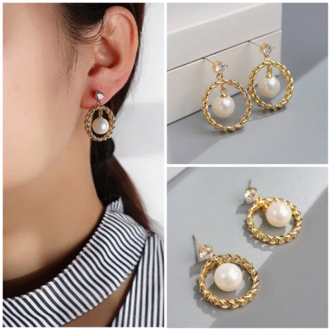 Khuyên Tai Ngắn HimHip Tháp Tam Giác Sang Trọng HKCC Đính Phale 3cm