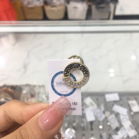 Pin cài cúc vòng tròn đá âm dương cao cấp 1.5cm