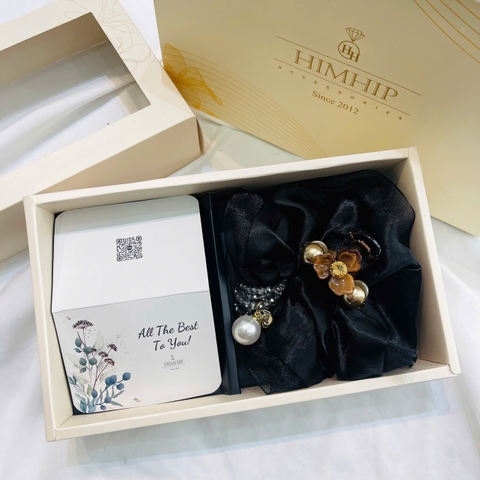 Set Quà HimHip Kẹp Càng Cua & Dây Buộc Tóc Kèm Túi Hộp Thiệp - 54