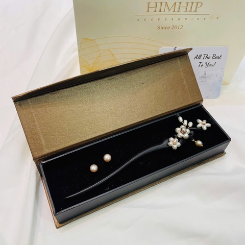 Set Quà 8/3 HimHip Trâm Cài Tóc & Khuyên Tai Kèm Túi Hộp Thiệp - 42