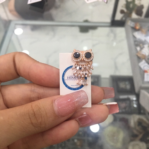 Pin Cài Áo HimHip Nam Nữ Cú Mèo Mắt Đen Đáng Yêu HKCC Đính Phale 1,3*2,1cm