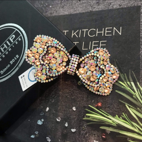 Kẹp Bấm HimHip Đính Đá Nhiều Màu Hình Nơ Thanh Lịch 9cm