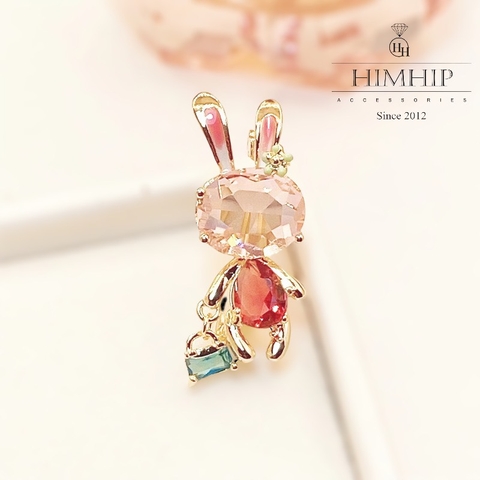 Trâm, Ghim Cài HimHip Thỏ Xách Giỏ Đáng Yêu HKCC Đính Phale 3,5*1,5cm