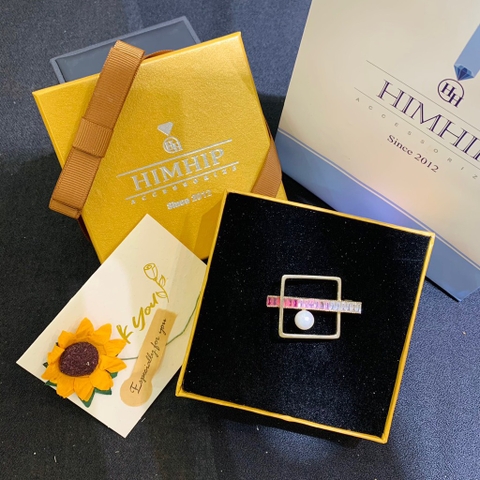 Trâm, Ghim Cài Áo HimHip Hình Vuông Đá Chéo Thanh Lịch HKCC Mix Trai 4*2,5cm