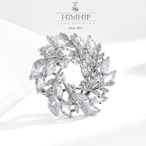 Cài Khăn Kẹp Khăn HimHip Size To Nguyệt Quế Sang Trọng HKCC Đính Phale 3.5cm