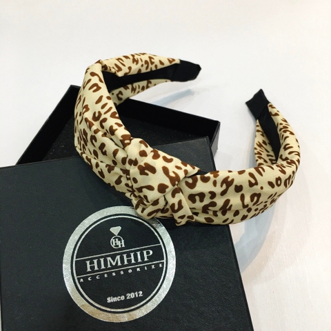 Bờm HimHip Thắt Nơ Vải Da Báo Cá Tính 3cm