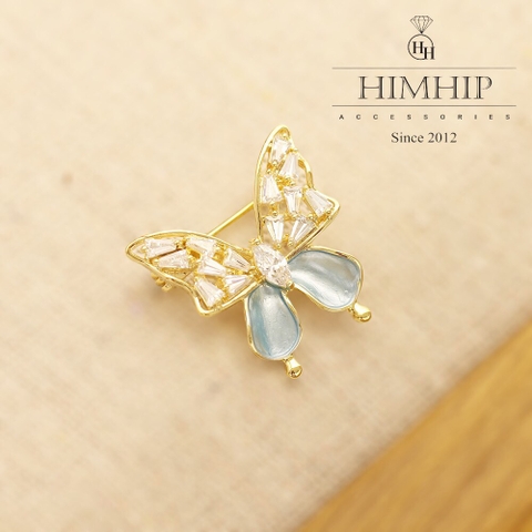 Trâm, Ghim Cài Áo HimHip Cánh Bướm 2 Màu Nhẹ Nhàng HKCC Đính Phale 2,2*2cm