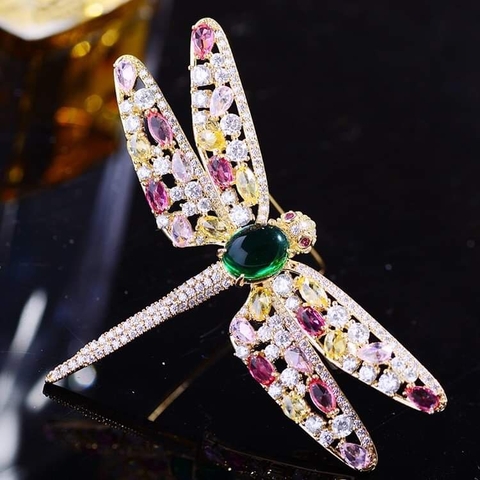 Trâm, Ghim Cài Áo HimHip Chuồn Chuồn Cánh Nhiều Màu Sang Trọng 4,5*6,5cm