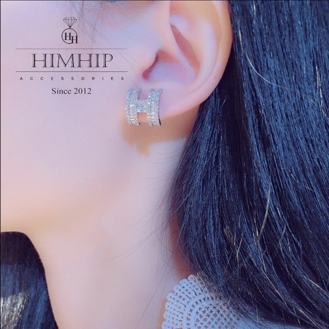 Khuyên Tai Nụ HimHip Chữ H Thanh Lịch HKCC Đính Phale 1x1cm - Vàng