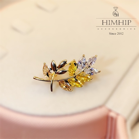 Trâm, Ghim Cài Áo Nhỏ HimHip Bông Lúa Tài Lộc HKCC Đính Phale 3,2x1,6cm