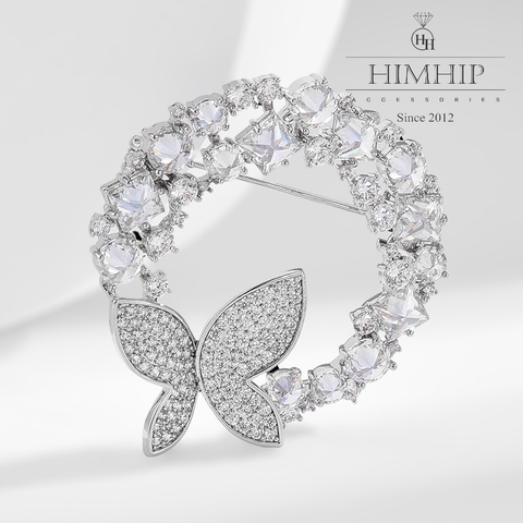 Trâm, Ghim Cài Áo HimHip Nguyệt Quế Hồ Điệp Sang Trọng HKCC Đính Phale 4,5*4cm