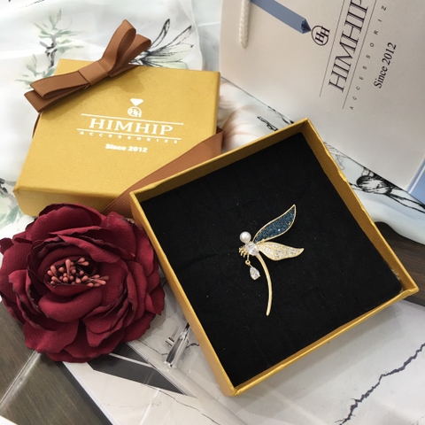 Trâm, Ghim Cài Áo HimHip Chuồn Chuồn Gắn Đá Sang Trọng HKCC Đính Phale 3*5cm